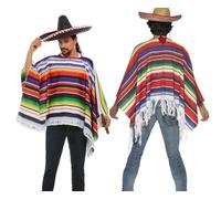 Poncho Mexicano Adulto Colorido Occidental Capa Disfraz Hombre Mujer