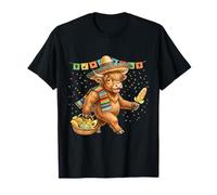 Poncho Mexicano de Vaca de Las Tierras Altas Sombrero de Fiesta del Cinco de Mayo Camiseta