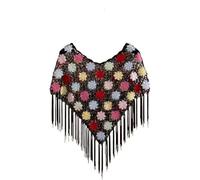 Poncho Mujer Capa de Punto Crochet Fina for Mujer, Chaquetas, mantos, Ropa for, Chal, Poncho, Abrigos for(Black)