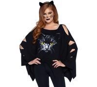 Poncho para gatos de 2 piezas que incluye gato - O/S / NEGRO