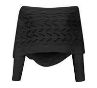 Poncho para mujer de invierno, bufanda de punto elegante con mangas, hombros descubiertos, poncho de punto para mujer, corto, cálido, color sólido, capa de invierno, chal de hombro, cárdigan de hilo