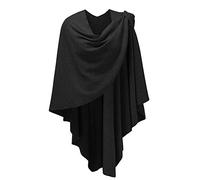 Poncho para mujer envolvente de bufanda finamente drapeado de punto de cárdigan de la parte delantera transversal, para clima frío/aire acondicionado Places, Negro , Talla única
