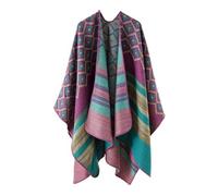 Poncho para mujer, Poncho tipo chal de poliéster Capas for clima frío for mujer multicolor(Purple)