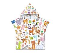 Poncho Toalla de baño en la Playa con Capucha, Odot niños Albornoz Playa Algodón Secado rápido Robe Natación Surf portátil baño Bolsa Almacenamiento (60x80cm,Familia)