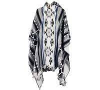 Ponchos para adultos con capucha - Poncho de lana de alpaca para hombre - Poncho mexicano para hombre - Poncho de nube de arena - Hecho a mano y artesanal, Máscara azul Huma, Talla única