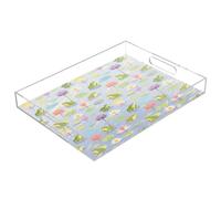 Pond Scenery - Bandeja rectangular transparente con asas, impermeable, 16 x 12 pulgadas