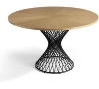 Pondecor Mesa Helsinky pata metálica negra y sobre MDF chapado roble