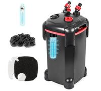 PONDFORSE Filtro de recipiente de 265 GPH, filtro externo de acuario de 3 etapas con esterilizador UV de 9 W, máquina de limpieza de agua ultra silenciosa con medios gratuitos para peceras y acuarios