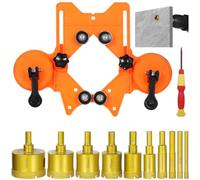 PONDON 10 tamaños de brocas con ventosa, accesorio de guía de sierra perforadora, kit de 12 sierras perforadoras para cerámica, vidrio, mármol, azulejos