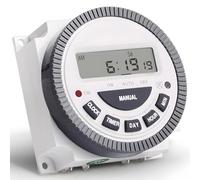 PONDON Interruptor temporizador digital, programable de 7 días para ventilador de luz de bomba de piscina, pantalla LCD, salida de relé 1NO 1NC, controlador de tiempo eléctrico, sincronización de