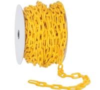 PONDON Valla de cadena amarilla de 98.4 pies, barrera de seguridad de rollo de plástico, polipropileno resistente para una fácil instalación y múltiples usos