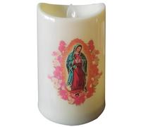 PONDON Vela LED sin llama, vela de Jesús de corazón sagrado, velas de Jesús para decoración de iglesia y hogar, luz amarilla cálida, vela de oración religiosa con diseño de Guadalupe Virgen María