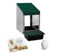 Ponederos para gallinas + 1 Huevo Falso + Guía Práctica sobre los Huevos | Ponedero Huevos Eco 1 Hueco con Escamoteador | Nido para 4-5 gallinas