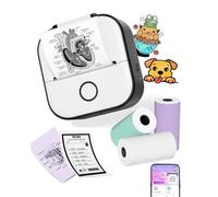 Ponek Mini impresora de calcomanías T02, máquina impresora de calcomanías de cápsula de impresión con papel de 3 rollos, impresora térmica portátil de notas adhesivas para diario, fotos, notas,