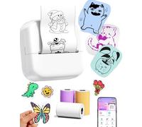 Ponek Print Pods Mini impresora, máquina para hacer calcomanías M02X, mini impresora portátil con calcomanía, recibo Bluetooth sin tinta para teléfono, impresora térmica portátil para diario, notas,