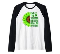 Poner Fin al estigma Concientización sobre Asuntos de Salud Mental Camiseta Manga Raglan