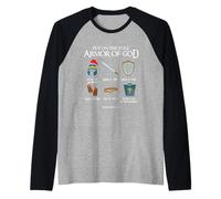 Poner la Armadura Completa de Dios Cristiano Versículo Biblia Efesios Camiseta Manga Raglan