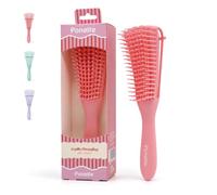 Ponette - Cepillo Definidor de Rizos, Cepillo para Pelo Rizado y Ondulado, Desenredante Antitirones Método Curly, Cabello Húmedo y Seco (Rosa)