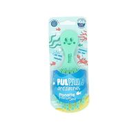 PONETTE FRIENDSEA - Cepillo de Pelo Desenredante Antitirones Infantil Verde Turquesa, Compacto, Viaje, Plástico Reciclado, Pulpillo, Divertido, Niños, Niñas, Sin Tirones, Reciclable, Marca Española