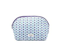 PONETTE - Neceser Mujer Vive Grande de Forma Ovalada y Tejido Azul Estampado en Flores, Chica, Estilo, Divertido, Diseño, Bolsa de Aseo, Viaje, Tocador, Estuche, Marca Española