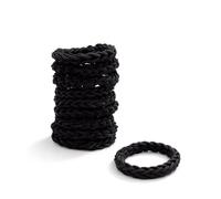 Ponette - Pack de 10 Gomas de Pelo Trenzadas Negras, Elásticas y Resistentes para Todo Tipo de Peinados, Marca Española