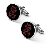 Ponga algo de salsa de barbacoa en él, gemelos de moda para hombres, camisas clásicas, juego de gemelos para bodas y negocios, 2.0cm, Metal, No es una piedra preciosa