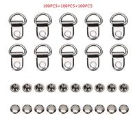 Pongnas 100 Sets Shoe Boot Lace Lace Hooks, Brass Shoelace Hook Shoe Cuero Bags 100 Sets Shoelace D -Ring Oppedle Buckle Tool Rivet Tool Negro 9x14 Mm