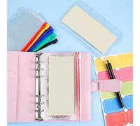 Pongnas 12 Piezas A6 Bolsillos para Carpetas PVC Transparente Bolsillos para Carpetas con 6 Orificios Carpeta con Cremallera Sobres de Presupuesto de Dinero de Plástico para (Bolsa con cremallera A6)