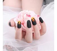 Pongnas 24 Piezas Mystical/Fantasy Uñas Falsas Press en Uñas Cubierta Completa Consejos de Artificiales con Pegamento para Mujeres Niñas (BLACK)