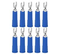 Pongnas Adaptador de Enchufe Tipo Banana, Conectores de Cable de Pala de Horquilla Aislados, Terminales Eléctricos Tipo U, Multímetro de Prueba de Cobre Rojo, 10 Unids/set (BLUE)