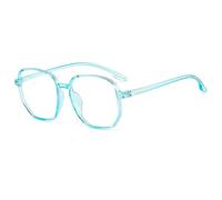 Pongnas Anteojos Poligonales, Marco Ligero y Duradero con Bloqueo de Luz Azul con Reposamuñecas de Silicona Suave, Patas de Mo para Hombres y Mujeres (Azul transparente)