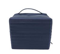 Pongnas Bolsa de Maquillaje de Viaje Plegable, Organizador de Cosméticos Impermeable de Gran Capacidad con Compartimentos con Cremallera y Lona de Cuero de PU para Mujer, Bolsa de (Azul Oscuro)