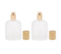 Pongnas Botella Atomizadora de Perfume de Vidrio, Pulverizador Recargable, Botellas de Vidrio Transparente, Viaje, 50ml, Dorado