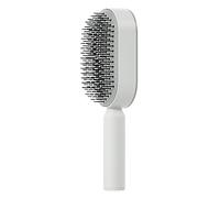 Pongnas Cepillo de Pelo Autolimpiante, Cepillo de Pelo Masajeador con Cojín Mejorado para Mujeres con Diseño de Empuje para Limpiar, Ergonómico, Peine Compacto para el (WHITE)