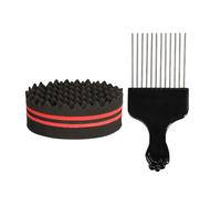 Pongnas Cepillo de Pelo con Esponja, Peine Afro de Doble Cara para Peinado de Cabello Rizado con Agujeros de 8mm para Rastas, Giros, Uso en Salón en Casa (rojo)