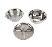 Pongnas Cuenco Rallador Multifuncional de Acero Inoxidable, Colador 3 en Escurridor para Verduras y Frutas