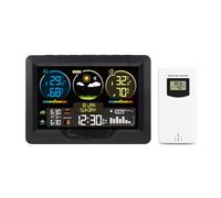 Pongnas Estación Meteorológica Inteligente con Reloj, Pantalla Grande a Color, Temperatura Interior y Exterior, Medidor de Humedad, Fase Lunar, Pronóstico de Marea, Predicción de