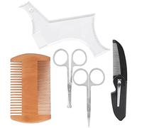 Pongnas Herramienta para Dar Forma a la Barba, Peine de Plantilla Transparente con 2 Tijeras de Acero Inoxidable para Recortar la Barba y las Uñas del Pelo de la Nariz