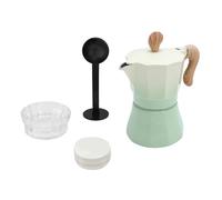 Pongnas Italiana Olla de Estufa de Aleación de Aluminio de 3 Tazas con Cuchara Distribuidora de café y Olla Moka de 100-150 Ml para Viajes (degradado verde)