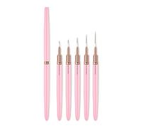 Pongnas Juego de 5 Pinceles para Decoración de Uñas, Pincel de Pelo de Fibra Fina para Uñas Acrílicas de Gel, con Tubo de Aluminio para Dibujar Líneas y Colores de Relleno