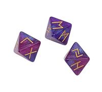 Pongnas Juego de Dados de Runas de 8 Caras para Astrología, Predicción Mística Poliédrica, Colores Dorados Vivos, Regalo de Adivinación Ideal, 3 uds. (Azul Morado)