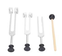 Pongnas Juego de Diapasón, Aleación de Aluminio 128 Hz 256 Hz 512 Instrumento Curativo Portátil para Musicoterapia, con Diseño Liviano para Meditación, Yoga, Pruebas de Audición (SILVER)