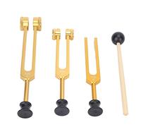 Pongnas Juego de Diapasón, Aleación de Aluminio 128 Hz 256 Hz 512 Instrumento Curativo Portátil para Musicoterapia, con Diseño Liviano para Meditación, Yoga, Pruebas de Audición (GOLD)