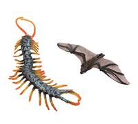 Pongnas Juguete Educativo de Simulación Modelo para Niños - PVC de 2 Piezas para Aprender y Coleccionar (Ciempiés+murciélago)