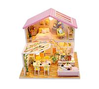 Pongnas Kit de Casa de Muñecas de Madera DIY, Modelo de Casa de Muñecas en Miniatura con Muebles, Luz LED, Tema de Tiempo Dulce para de Decoración del Hogar