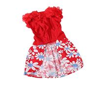 Pongnas Lindo Vestido Floral para Cachorros, Suave y Ligero, Ropa de Verano para Perros Pequeños, Fiesta, Ropa Informal, Rojo, XS (L)