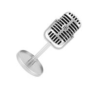 Pongnas Micrófono Falso, Accesorio de Micrófono de para Niños con Almohadilla Base 3.1x6.5x2in CLC de Apoyo para Filmar Espectáculos de Baile Practice Usando Props de Película (SILVER)