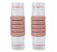 Pongnas Paquete de 2 Botellas de Viaje de Silicona, Cámaras Dobles de 47 Ml, Contenedores de Artículos de Tocador Plegables a Prueba de Fugas con Tapa Segura para Mochila de Artíc (Rosada)
