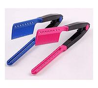 Pongnas Peine para el Cabello en Forma de V, Peine Alisador de Cabello para Corte de y Corte de Flequillo, Herramienta de Peinado Antiestática, de Peluquería Portátil (Rosa roja)