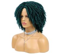 Pongnas Pelucas Cortas de Rastas para Hombres y Mujeres | Peluca de Pelo Afro Bob | Sintético con Transpirable (GREEN)